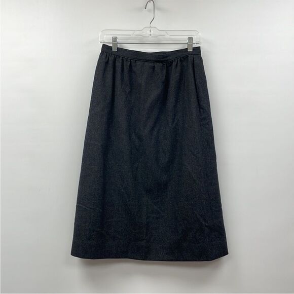 Vintage Pendleton 1950s 100% Virgin Wool A-Line Midi Skirt Academia Grey Size 2 - Picture 1 of 8
